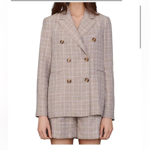 New MAJE PARIS Checked Linen Jacket in Size 6/M/38 - Picture 5 of 11